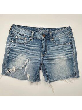 American Eagle Distressed Denim Cut-Off Shorts Size 4